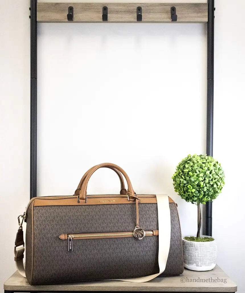 Copy of Michael Kors Travel Extra Large Brown PVC Top Zip Duffle Weekender Luggage Bag