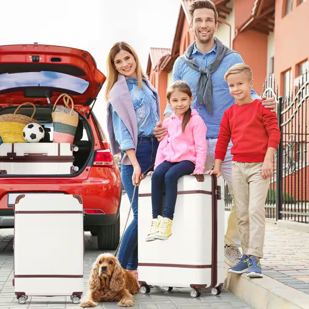 4-Piece Hard Shell Suitcase Set, Suitcase and Toiletry Bag Trolley Case with TSA Lock (12/20/24/28 Inches)