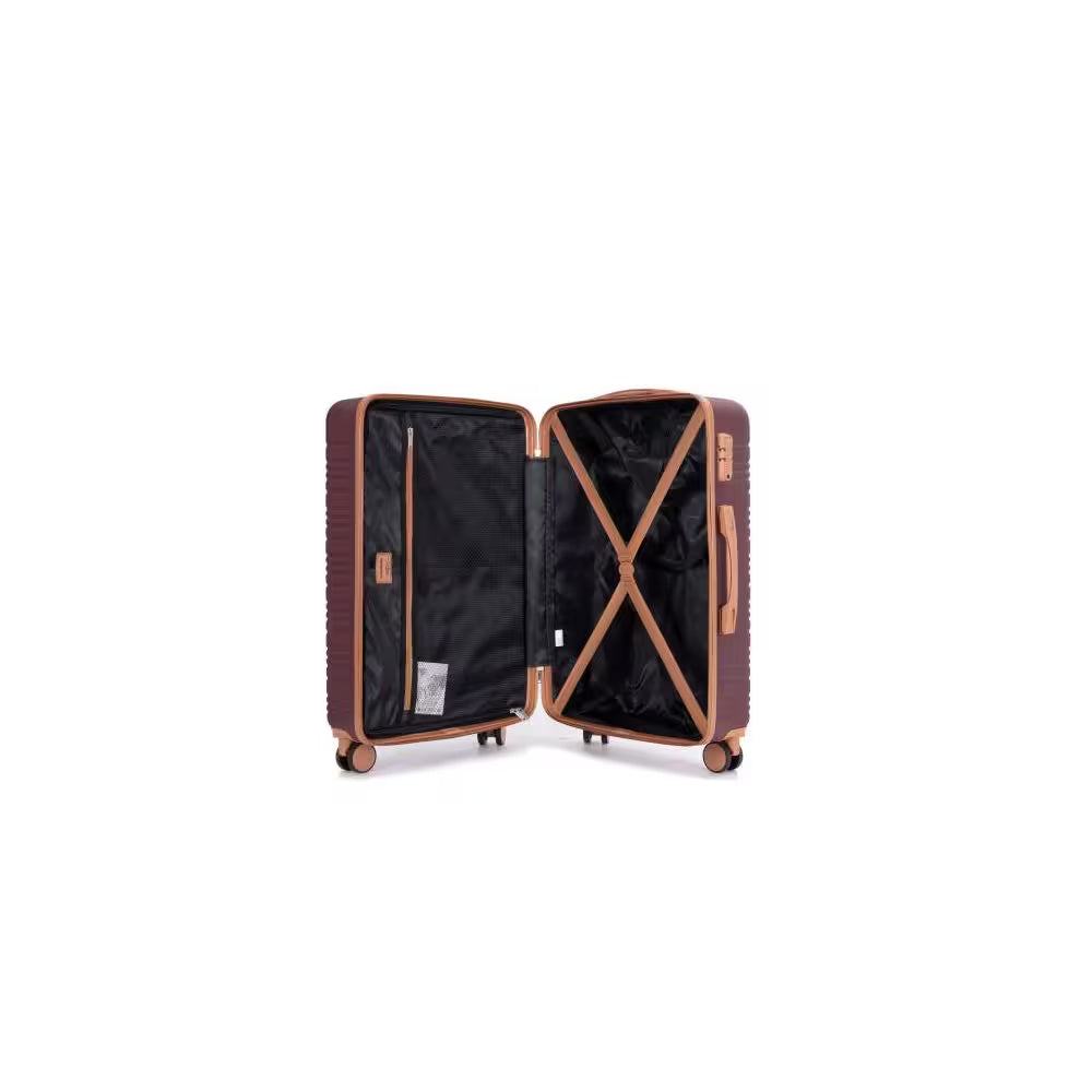 5-Piece Wine Red ABS Hardside Spinner Luggage Set with Travel Bag and Toiletry Bag (20/24/28 In. )