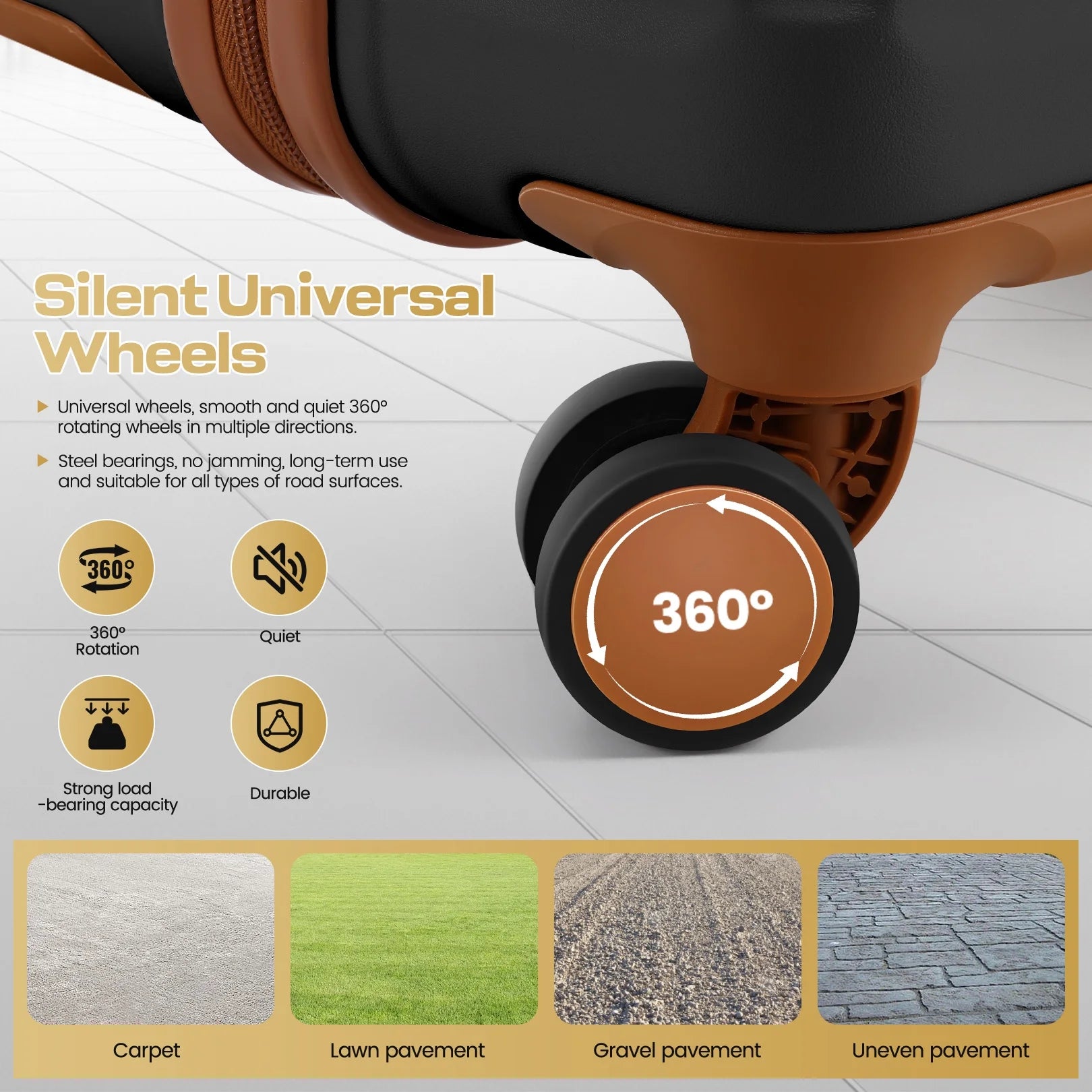 3 Piece Carry on Luggage Set, TSA Lock, Expandable Duffle Bag, Black