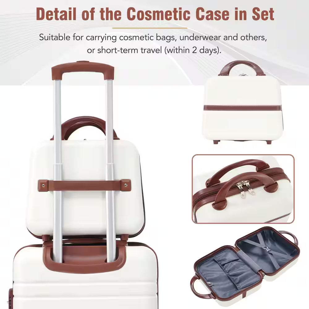 4-Piece Hard Shell Suitcase Set, Suitcase and Toiletry Bag Trolley Case with TSA Lock (12/20/24/28 Inches)