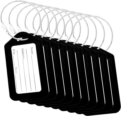 10X Black Luggage Tags for Suitcases Travel Bag Tag Suitcase Baggage Name Label