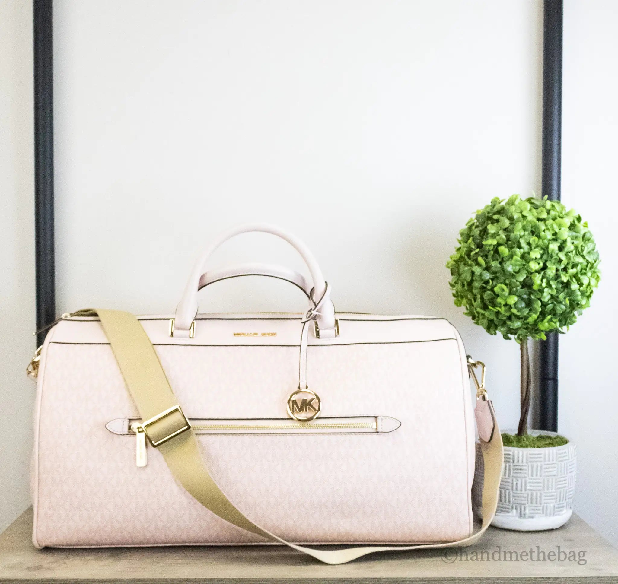 Michael Kors Travel Dark Powder Blush Top Zip Duffle Bag