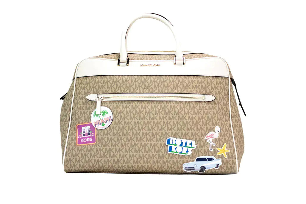 Michael Kors Travel Large Light Cream Patches Weekender Duffle