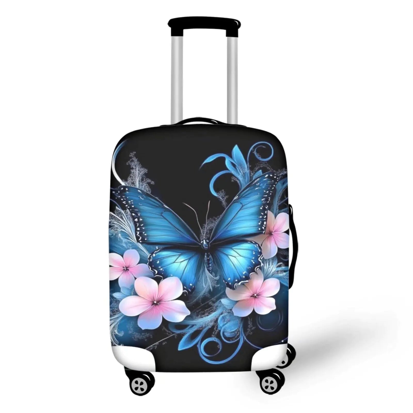 Dremagia Butterfly Luggage Covers for Suitcase Universal Fits 18-32 Inch Suitcase Travel Luggage Cover Anti-Scratch Suitcase Protector Flower Print Suitcase Cover Travel Essential with Zip Black