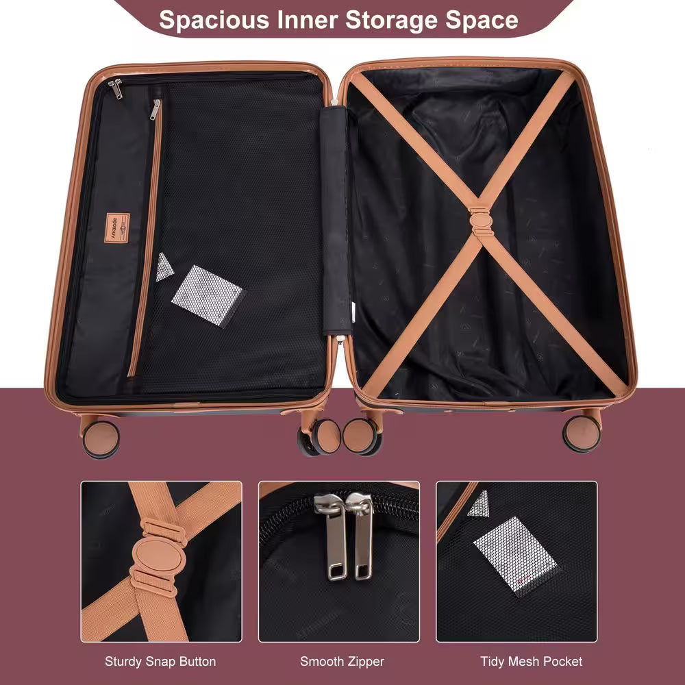 5-Piece Wine Red ABS Hardside Spinner Luggage Set with Travel Bag and Toiletry Bag (20/24/28 In. )