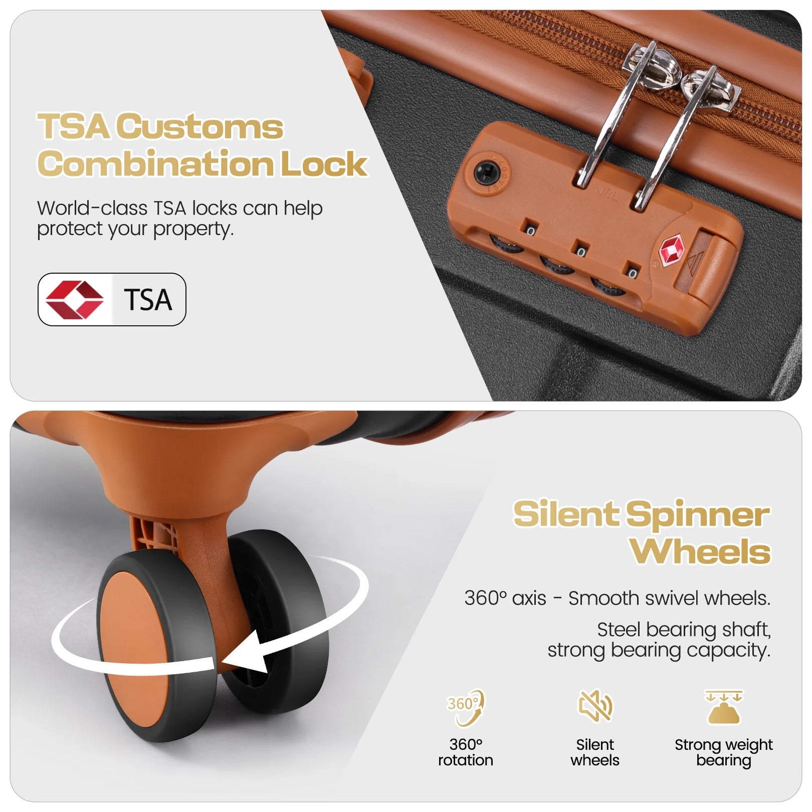 3 Piece Carry on Luggage Set, TSA Lock, Expandable Duffle Bag, Black