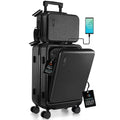 22" Hardside Carry on Luggage 22X14X9 Airline Approved and Expandable Luggage, Front Pocket Luggage Set Spinner Suitcase Set, Black