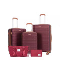 5-Piece Wine Red ABS Hardside Spinner Luggage Set with Travel Bag and Toiletry Bag (20/24/28 In. )