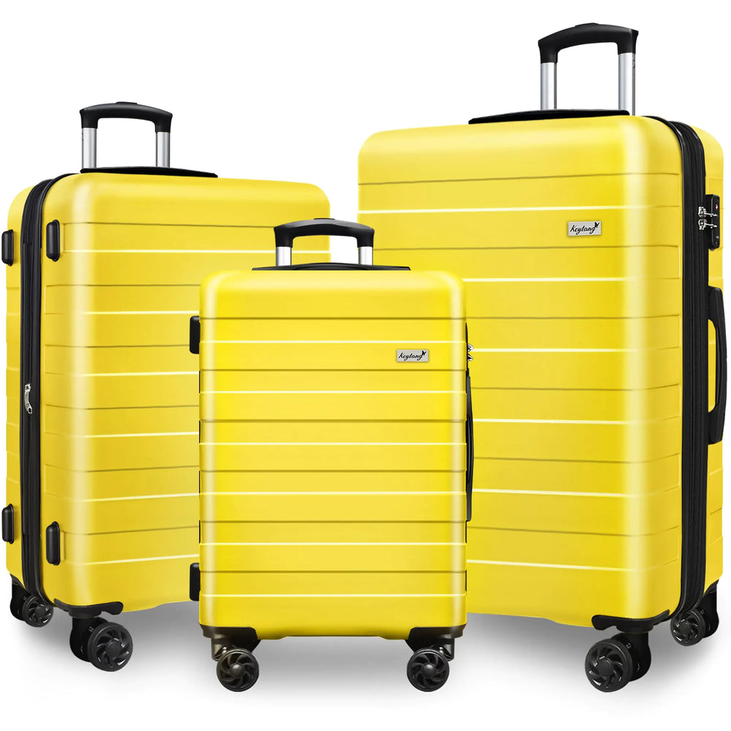 KEYTANG Suitcase W/TSA Lock Yellow 3 Piece Set