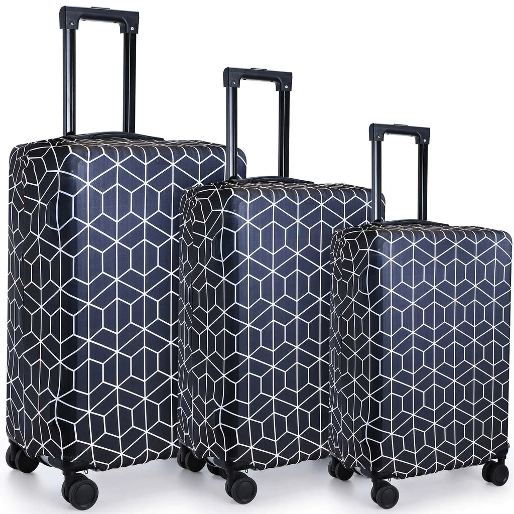 Sanwuta 3 Pcs Luggage Cover Washable Suitcase Protector Luggage Protector Suitcase Cover Anti Scratch Luggage Case Cover Fits 18-28 Inch Luggage 3 Sizes (Geometric Style)