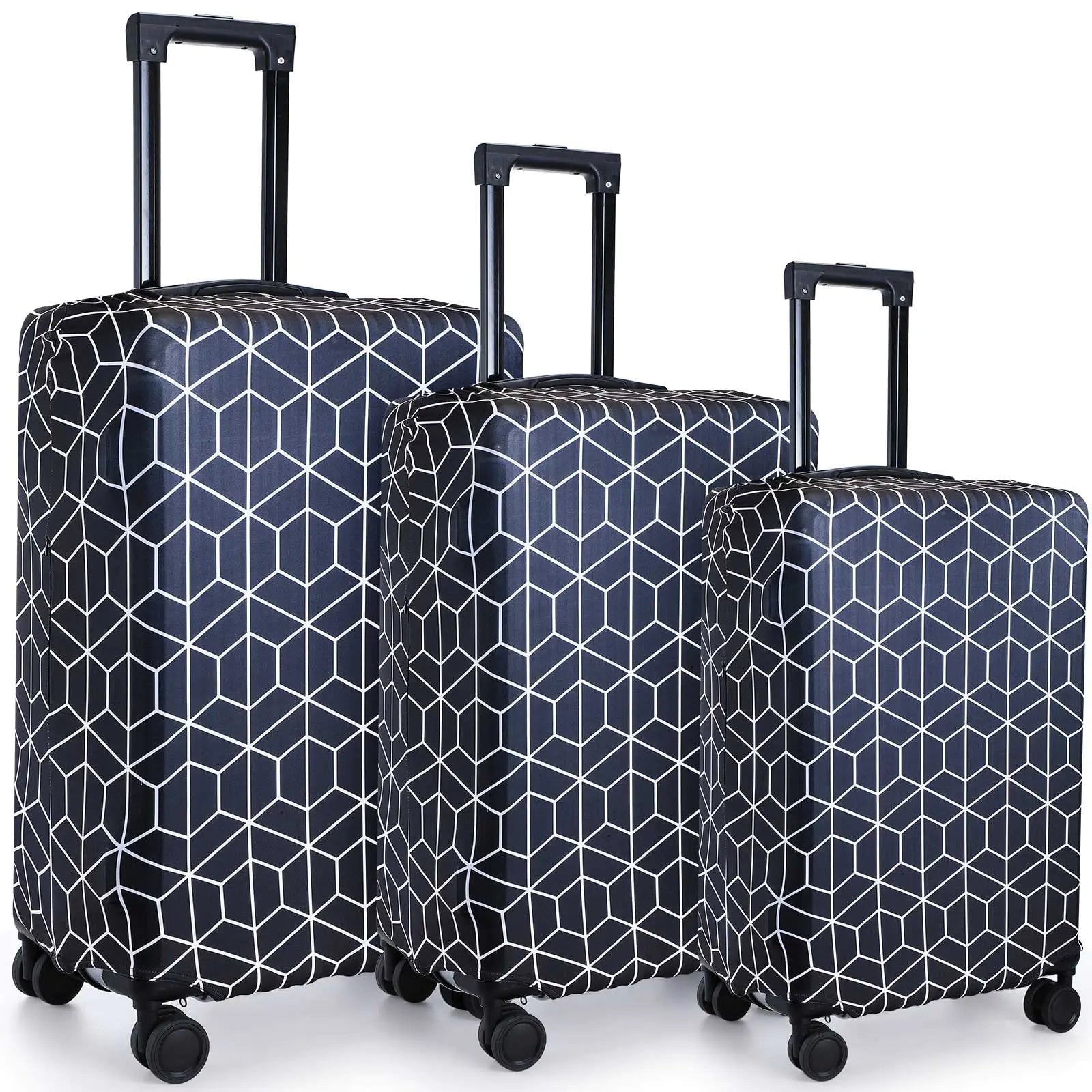 Sanwuta 3 Pcs Luggage Cover Washable Suitcase Protector Luggage Protector Suitcase Cover Anti Scratch Luggage Case Cover Fits 18-28 Inch Luggage 3 Sizes (Geometric Style)